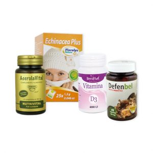 Defenbel Cáps + Vitamina D Perlas + Acerolavital Cáps + Echinacea Plus infusión